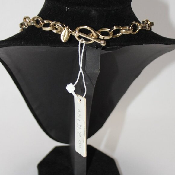 NWT Ann Taylor Faux Tortoise and Rhinestone Chain Link Necklace and Bracelet Set - Picture 7 of 16